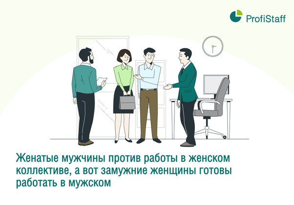 Женатые мужчины против работы в женском коллективе